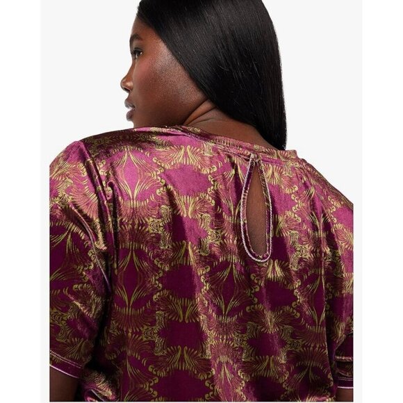 NWT Women's Plus Size 2X Savage X Fenty Velvet Pop Over Top Short Sleeve Loungew - Picture 12 of 12